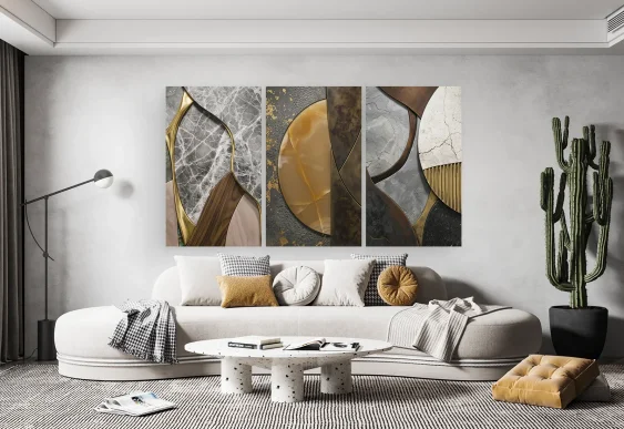 🟠 Модульная картина геометрия круги и линии на холсте