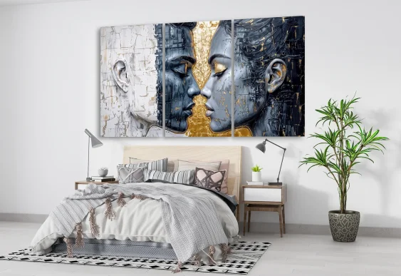 🖤 Модульная картина пара в момент близости в контрасте