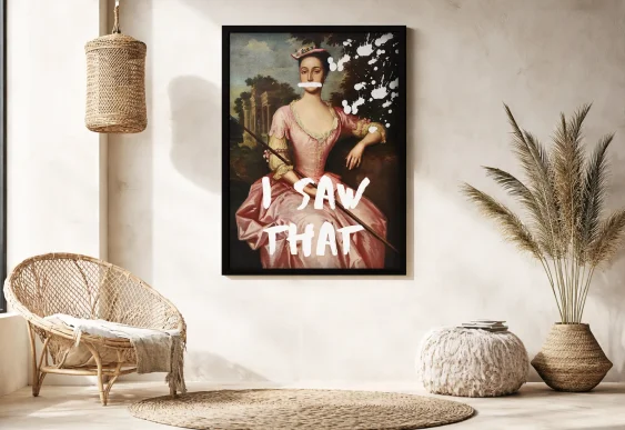 🎨 Tablou pe pânză portret cu text I SAW THAT