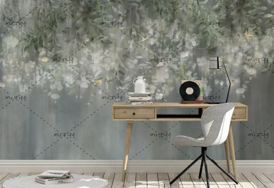 🌿 Фотообои «Цветущие ветви в тумане»