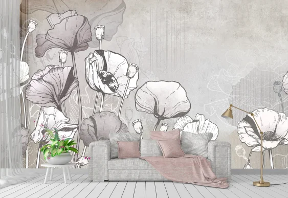 🌺 Фотообои «Маки графика винтаж»