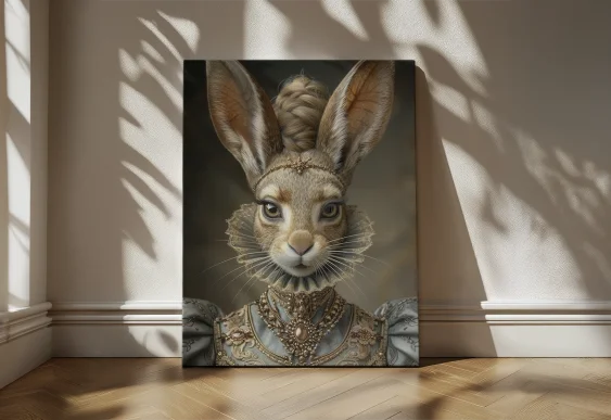 🐰 Картина Королевская Крольчиха в платье на холсте