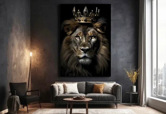 🦁 Картина Львенок и Отражение Льва на холсте