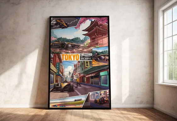 🏎️ Постер Токио с гоночными болидами