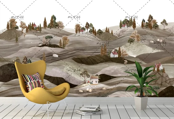 🍂 Фотообои «Осенний сад с классической скульптурой»