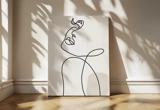 🎨 Tablou Portret de Femeie în Acuarelă cu flori pe pânză