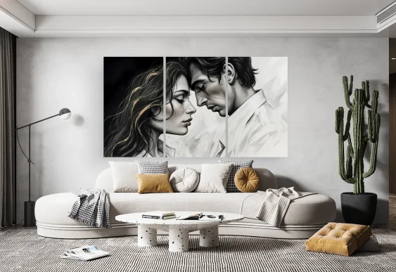 🖤 Модульная картина пара в момент близости в контрасте