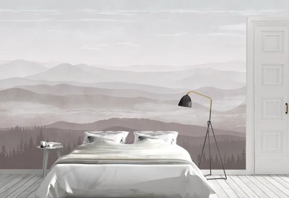 🏔️ Фотообои «Туманные горы в пастельных тонах»