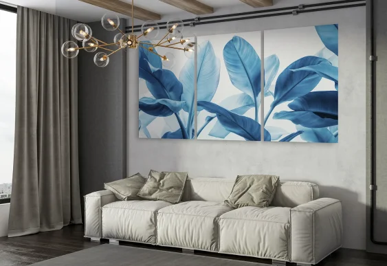 🌸 Модульная картина синие цветы в нежной композиции