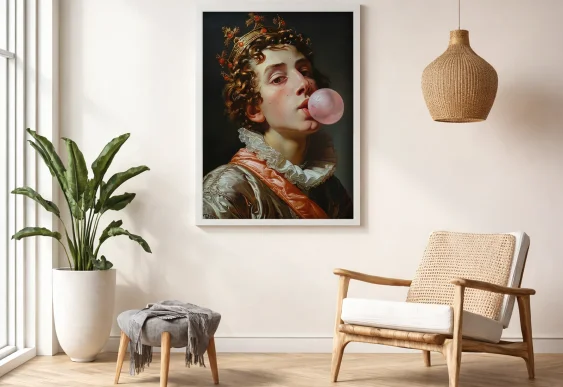 👑 Tablou pe pânză portret cu coroană modern