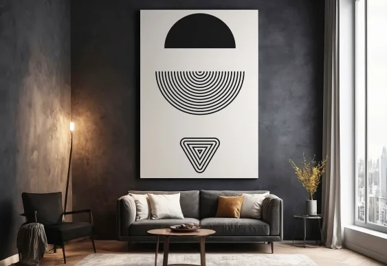 🎨 Tablou Geometrie Alb-Negru Bauhaus pe pânză