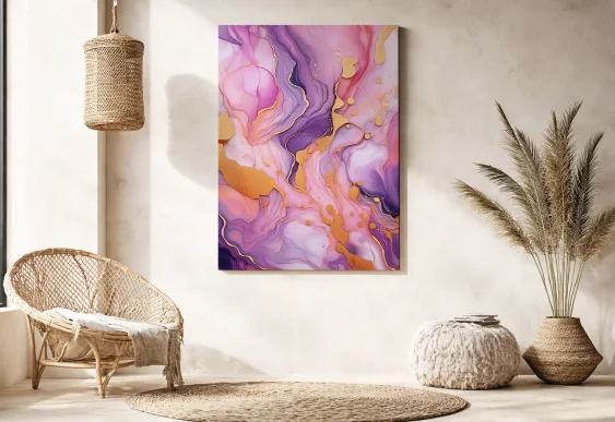 🌿 Tablou Minimalism Tropical Frunză și Geometrie pe pânză