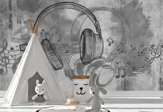 🎧 Фотообои «Музыка и наушники графика»