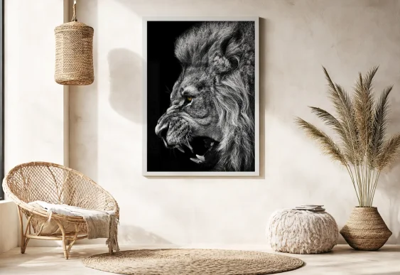 Tablou leu alb-negru profil agresiv pe panza
