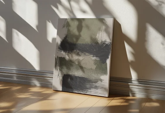 🌿 Tablou Minimalism Tropical Frunză și Geometrie pe pânză