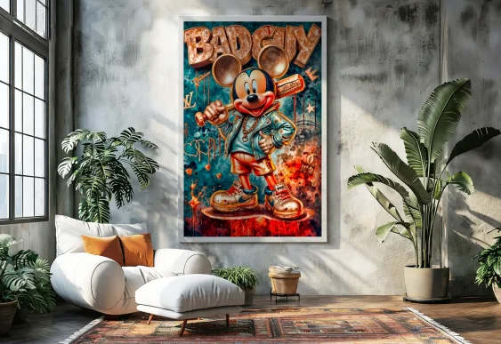 🍾 Картина Губка Боб с шампанским и граффити