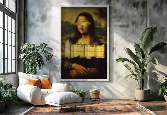 🖼 Tablou pe pânză Mona Lisa cu accente aurii