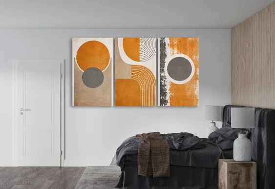 🟠 Модульная картина геометрия круги и линии на холсте