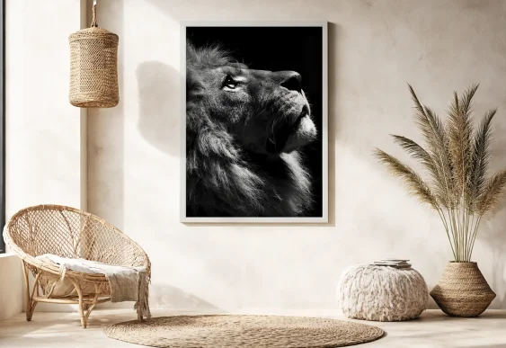 Tablou leu alb-negru în profil pe panza