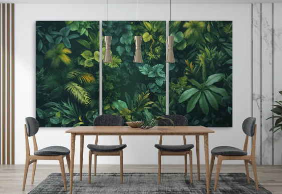 🌿 Модульная картина синие тропические листья