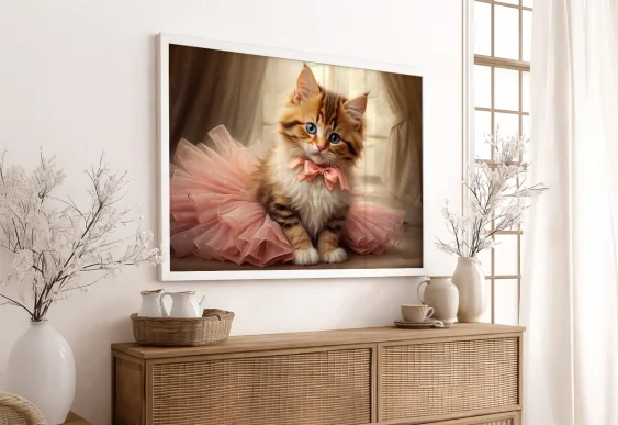 🐱 Tablou cu pisoi adorabil în rochiță roz