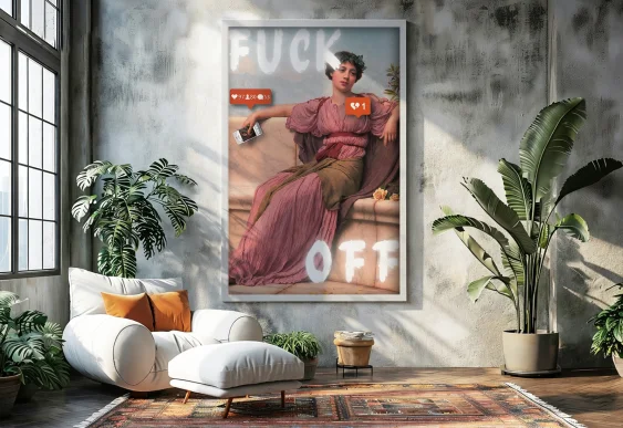 📵 Tablou pe pânză portret cu text FUCK OFF