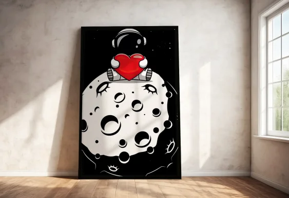 🌅 Tablou în ramă siluetă samurai cu soare roșu