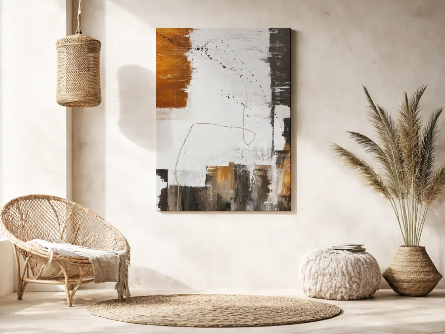 🎨 Картина Современная Абстракция Охра и Антрацит на холсте
