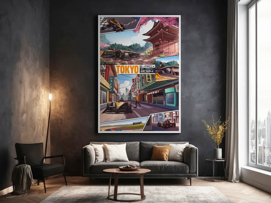 🏎️ Постер Токио с гоночными болидами
