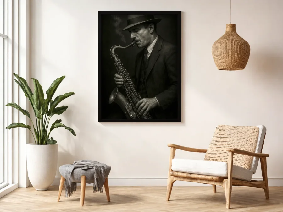 🎷 Картина саксофонист в винтажном стиле