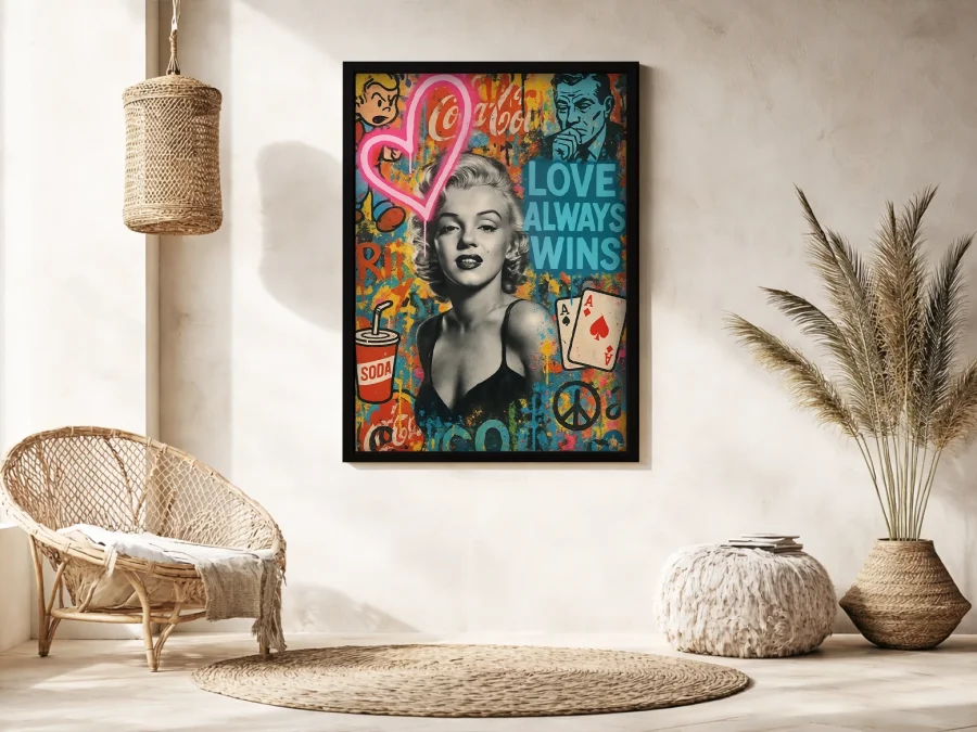🎨 Tablou Marilyn Monroe pop art cu accente vibrante