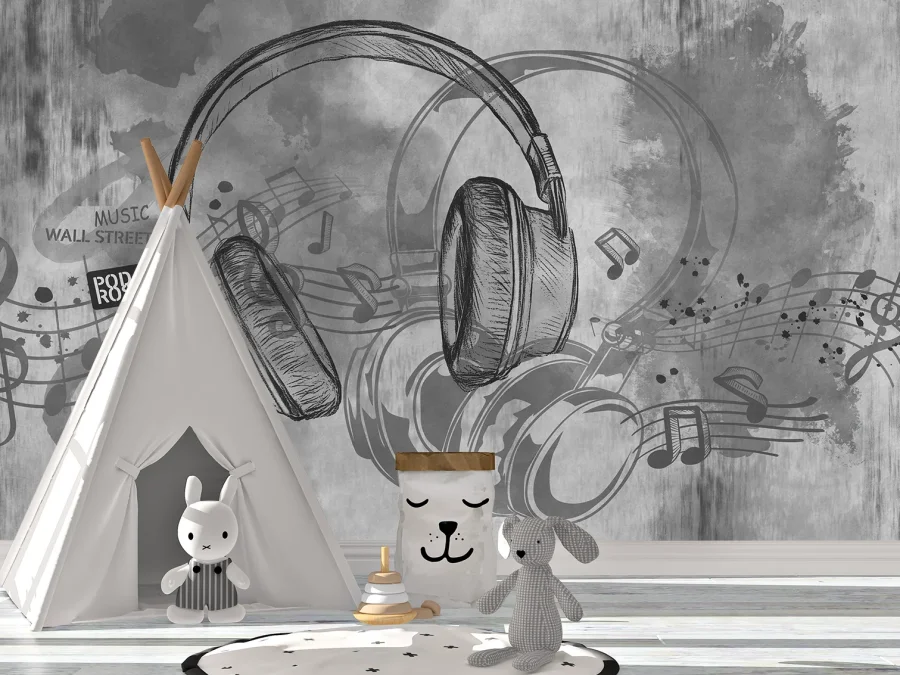 🎧 Фотообои «Музыка и наушники графика»