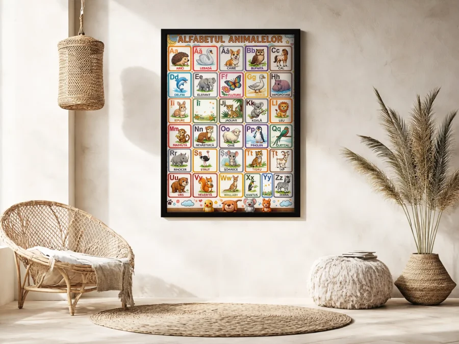 🧸 Картина Алфавит животных для детей в раме