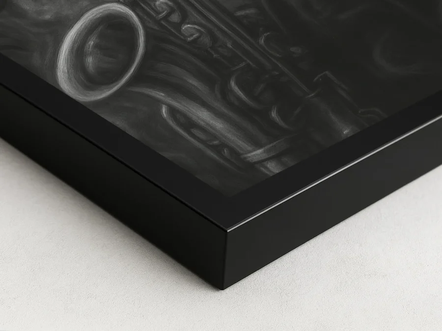 Tablou saxofonist jazz stil întunecat pe panza