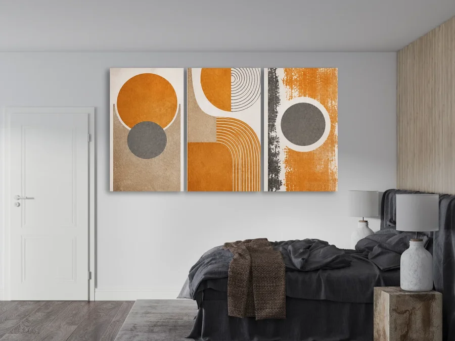 🟠 Модульная картина геометрия круги и линии на холсте
