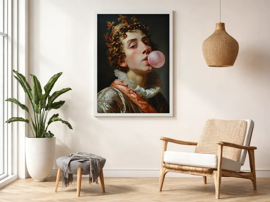 👑 Tablou pe pânză portret cu coroană modern