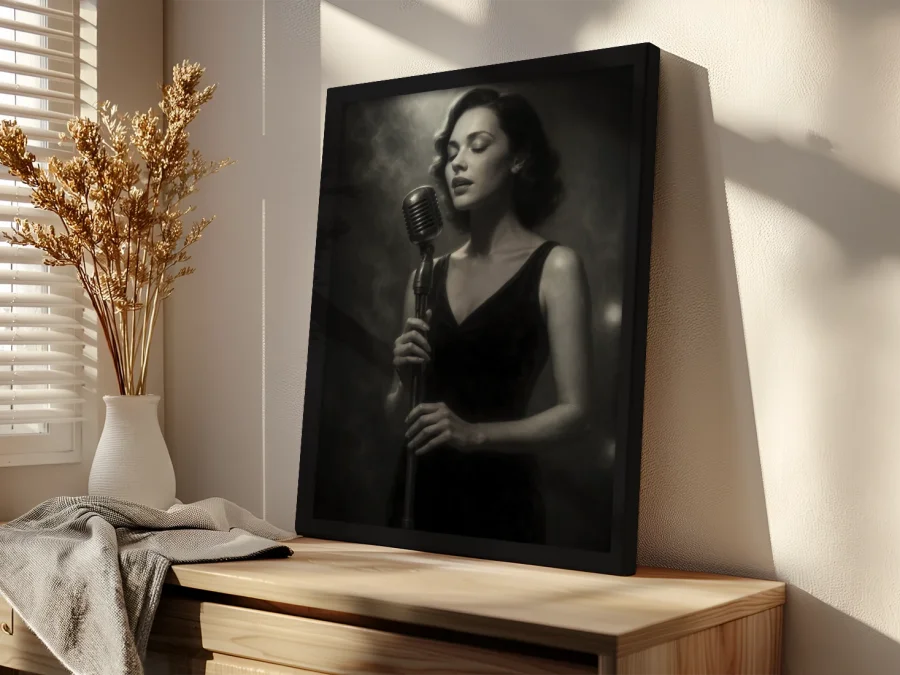 🎤 Картина певица в винтажном стиле