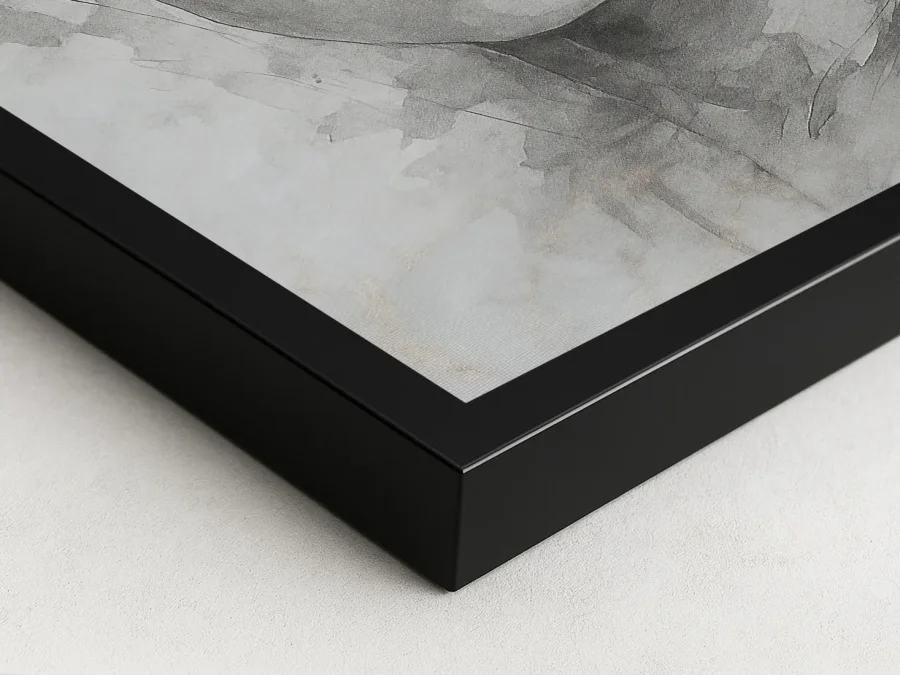 🌸 Картина в раме женский портрет с цветами черно-белый