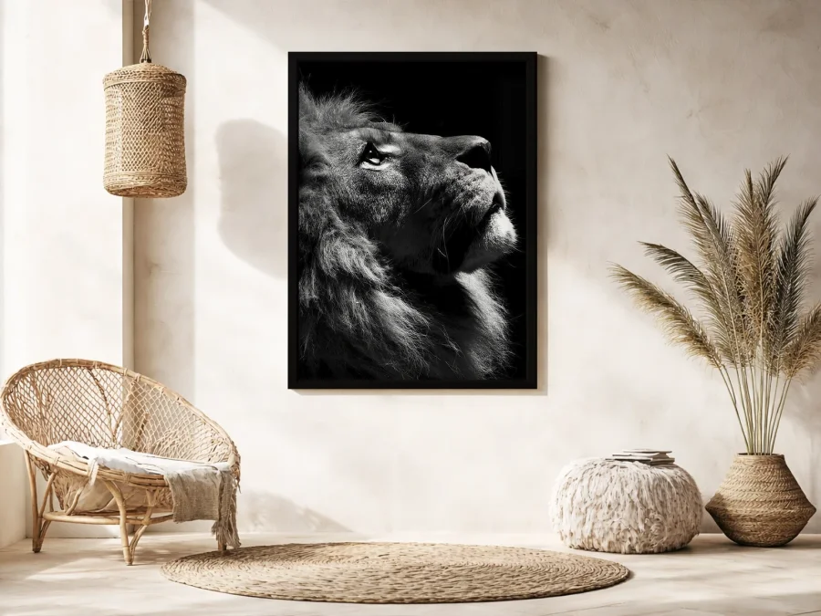 Tablou leu alb-negru în profil pe panza