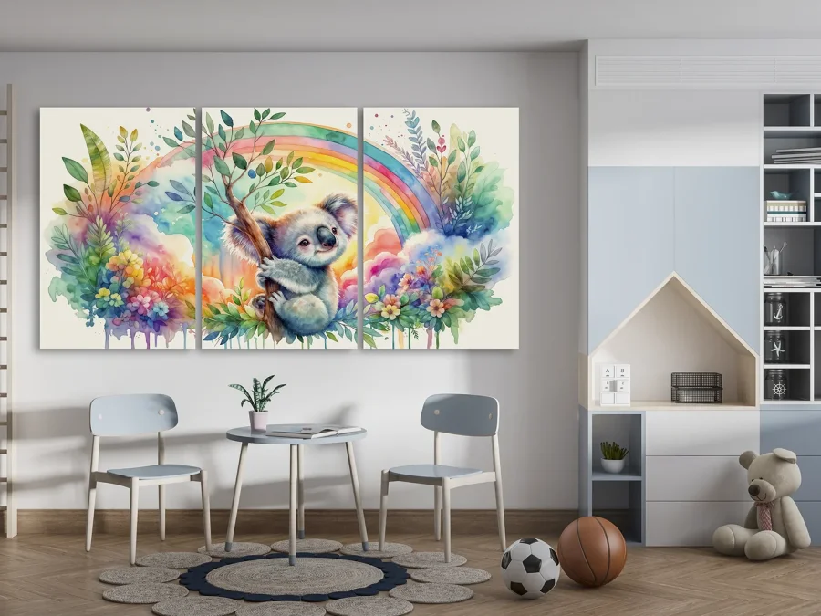 🌈 Модульная картина коала с радугой в ярких красках