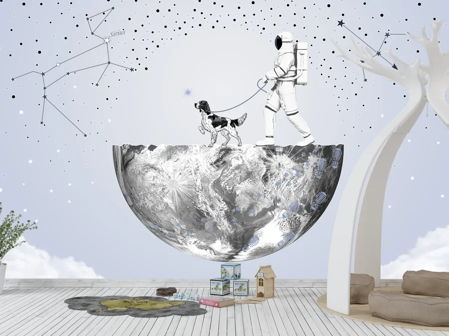 🚀 Фотообои «Космос, астронавт и собака»
