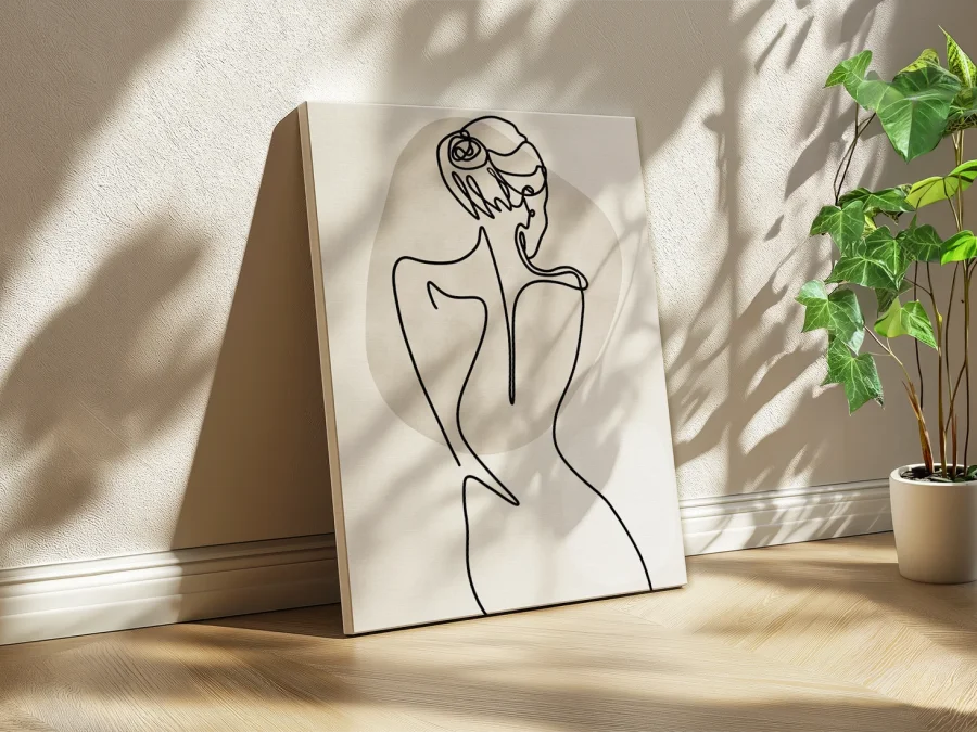 🎨 Tablou Line Art Spate de Femeie pe pânză