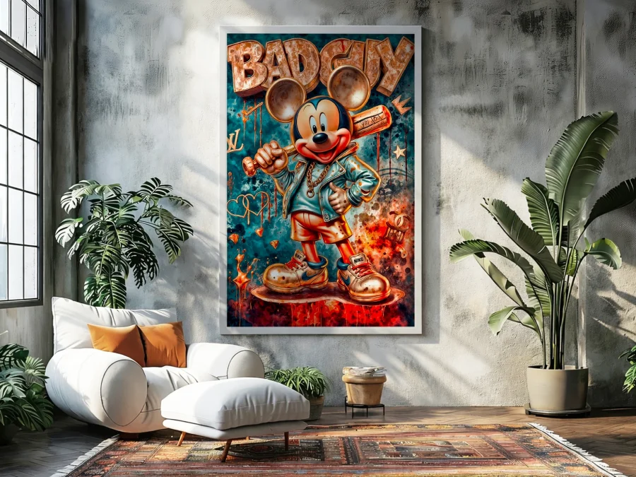 🔥 Tablou șoricel BAD BOY cu bâtă stil graffiti