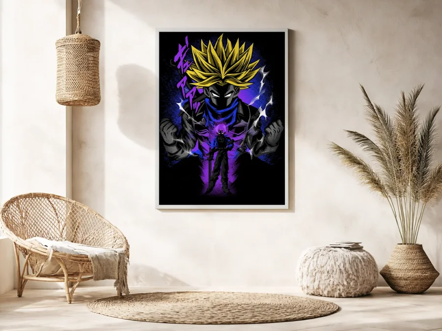 ⚡ Tablou în ramă erou anime cu păr auriu și energie