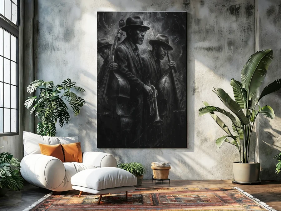 🎷 Tablou Jazz Band Muzicieni pe pânză