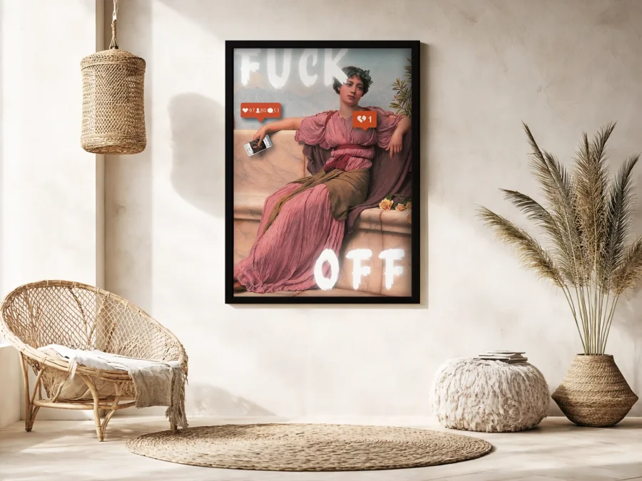 📵 Tablou pe pânză portret cu text FUCK OFF