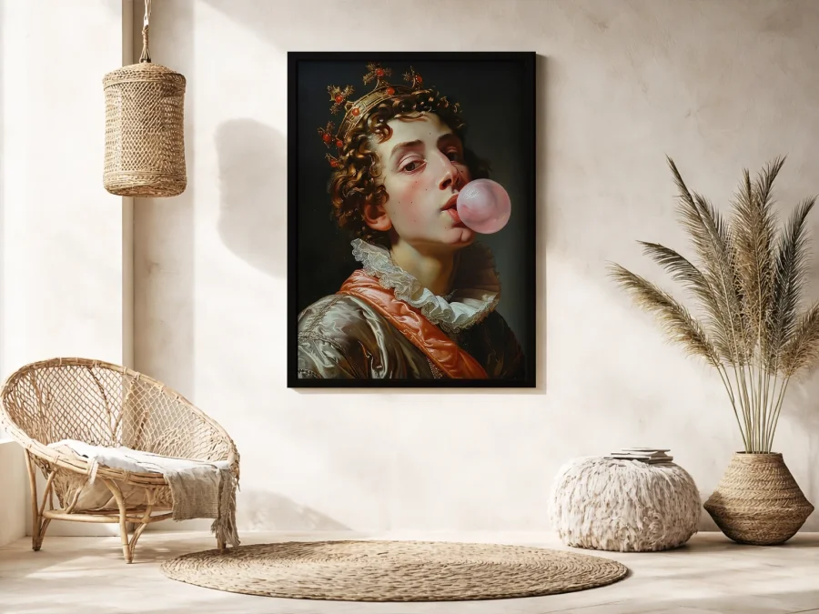 👑 Tablou pe pânză portret cu coroană modern