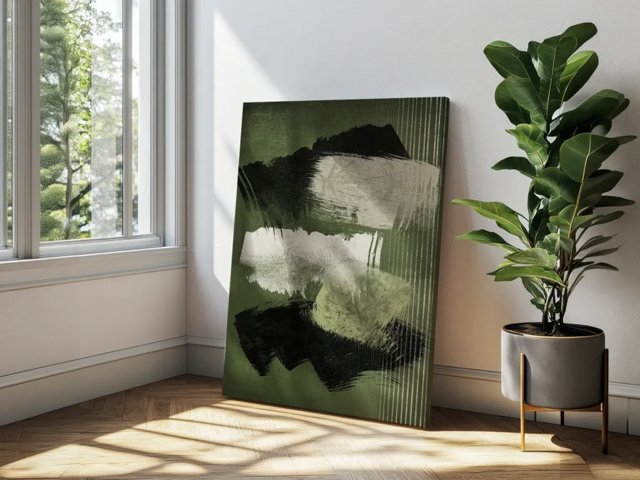 🎨 Картина Зеленая Графика Абстракция на холсте