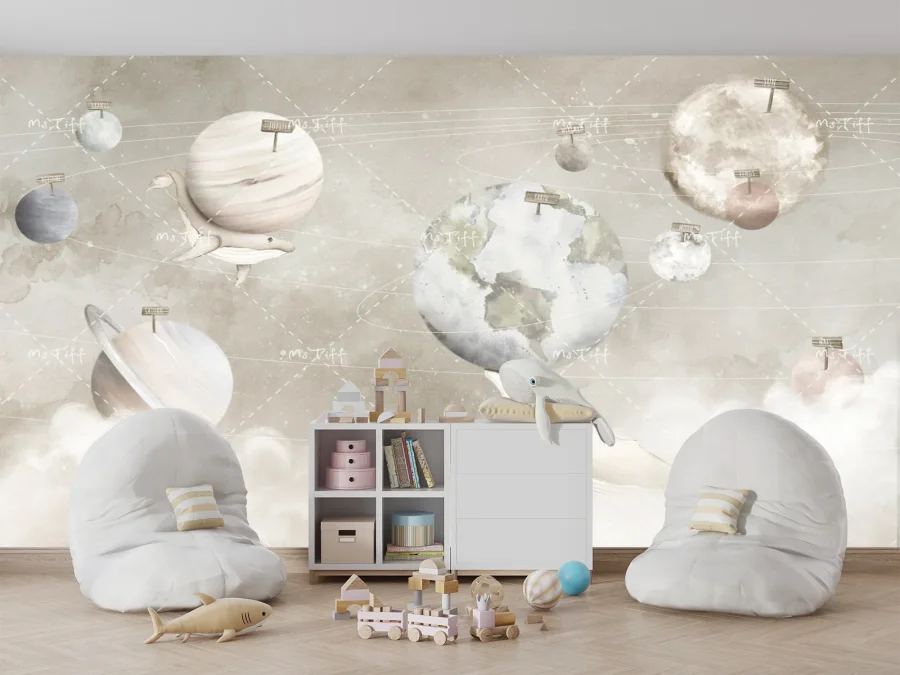 🪐 Фотообои «Детская вселенная с планетами»