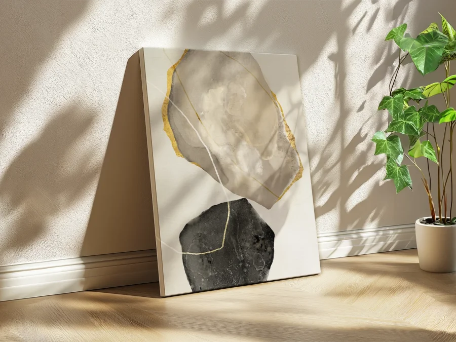 🎨 Картина Каменная Абстракция с золотом на холсте